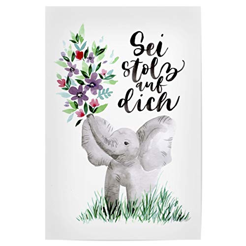 artboxONE Poster 30x20 cm Typografie Elefant mit Blumen - Bild Lettering brushlettering Elefant artboxONE Poster 30x20 cm Typografie Elefant mit Blumen - Bild Lettering brushlettering Elefant von artboxONE