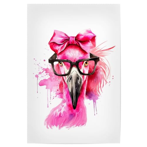 artboxONE Poster 90x60 cm Tiere Rosa Flamingo mit Brille - Bild rosa Flamingo Brille Design von artboxONE