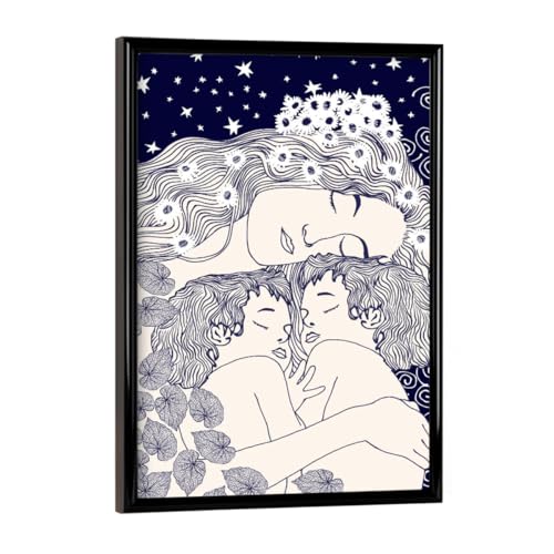 artboxONE Poster mit schwarzem Rahmen 18x13 cm Für Kinder Mutter und Zwillinge - Bild Klimt-darstellung artboxONE Poster mit schwarzem Rahmen 18x13 cm Für Kinder Mutter und Zwillinge - Bild Klimt-darstellung von artboxONE