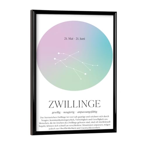 artboxONE Poster mit schwarzem Rahmen 18x13 cm Für Kinder Sternbild - Zwillinge - Bild Sternzeichen artboxONE Poster mit schwarzem Rahmen 18x13 cm Für Kinder Sternbild - Zwillinge - Bild Sternzeichen von artboxONE