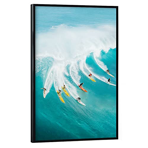 artboxONE Poster mit schwarzem Rahmen 45x30 cm Natur Let's Surf - Bild Beach California Coast von artboxONE