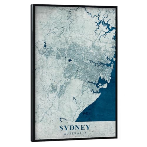 artboxONE Poster mit schwarzem Rahmen 45x30 cm Städte/Sydney Sydney Vintage Stadtplan - Bild Sydney City von artboxONE