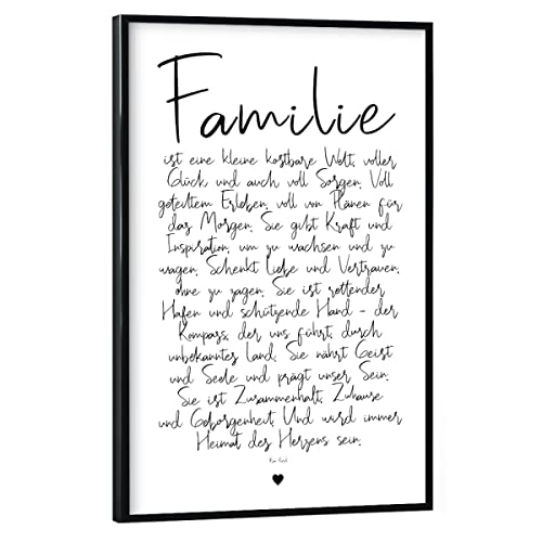 artboxONE Poster mit schwarzem Rahmen 45x30 cm Typografie Familie_ EIN Gedicht - Bild Familie Family geborgenheit von artboxONE