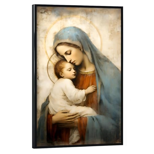artboxONE Poster mit schwarzem Rahmen 60x40 cm Abstrakt Jungfrau Maria mit Kind - Bild Bild Maria Fresco artboxONE Poster mit schwarzem Rahmen 60x40 cm Abstrakt Jungfrau Maria mit Kind - Bild Bild Maria Fresco von artboxONE