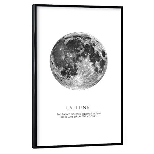 artboxONE Poster mit schwarzem Rahmen 60x40 cm Mond Schwarzweiß The Moon - Bild Moon Lune mond von artboxONE