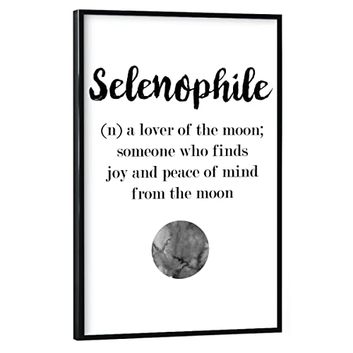artboxONE Poster mit schwarzem Rahmen 60x40 cm Mond Typografie Selenophile - Bild Selenophile von artboxONE