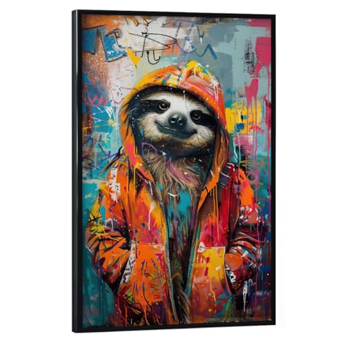 artboxONE Poster mit schwarzem Rahmen 90x60 cm Tiere Faultier Grafitti - Bild faultier Grafitti Hoddie artboxONE Poster mit schwarzem Rahmen 90x60 cm Tiere Faultier Grafitti - Bild faultier Grafitti Hoddie von artboxONE