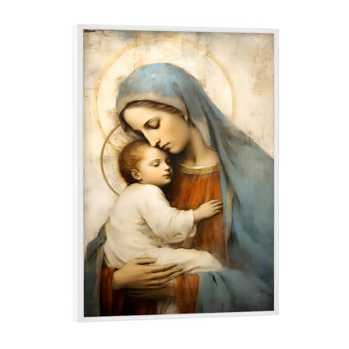 artboxONE Poster mit weißem Rahmen 18x13 cm Abstrakt Jungfrau Maria mit Kind - Bild Bild Maria Fresco artboxONE Poster mit weißem Rahmen 18x13 cm Abstrakt Jungfrau Maria mit Kind - Bild Bild Maria Fresco von artboxONE