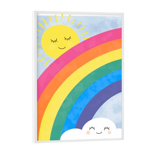 artboxONE Poster mit weißem Rahmen 18x13 cm Natur Regenbogen und Sonnenschein - Bild Sonne Kinder kinderzimmer von artboxONE