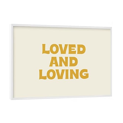 artboxONE Poster mit weißem Rahmen 18x13 cm Typografie Geliebt und liebevoll - Bild Gold Ehe Familie von artboxONE