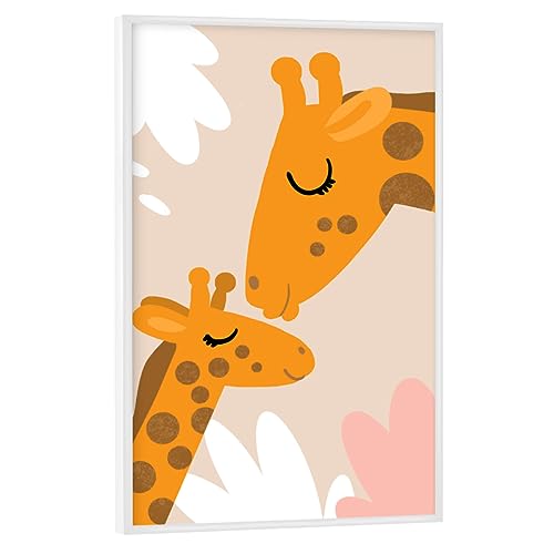 artboxONE Poster mit weißem Rahmen 30x20 cm Für Kinder Giraffenglück - Bild Giraffen Geburtstag Giraffen von artboxONE