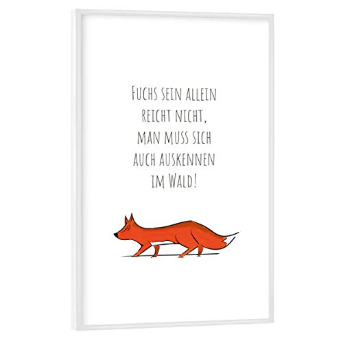 artboxONE Poster mit weißem Rahmen 30x20 cm Typografie Der Fuchs im Wald - Bild Fuchs Children Forest von artboxONE