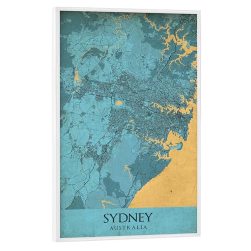 artboxONE Poster mit weißem Rahmen 75x50 cm Städte/Sydney Vintage Sydney Wandbild - Bild Sydney City artboxONE Poster mit weißem Rahmen 75x50 cm Städte/Sydney Vintage Sydney Wandbild - Bild Sydney City von artboxONE
