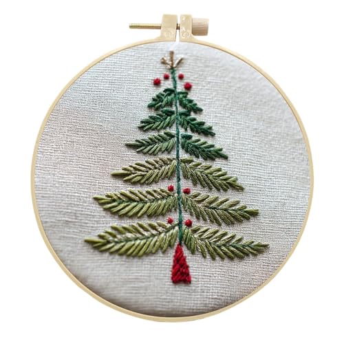 artcici Sticksets Weihnachten Blatt Schneeflocke Geschenk Muster für Anfänger Erwachsene, komplettes Sortiment Stickerei Starter Kits Kreuzstich Handarbeitsbedarf (Grün) von artcici