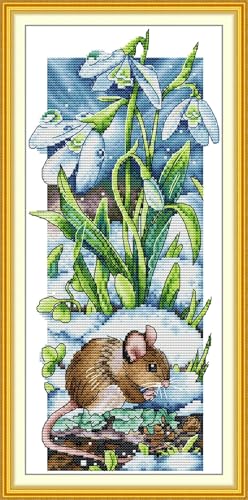 artcici Vorgedruckte Kreuzstich-Sets "Vier Jahreszeiten im Wald" für Anfänger, 11-karätiges DIY-Stickset mit sortierten Fäden, geprägten Mustern, Handarbeitszubehör (Frühling) von artcici