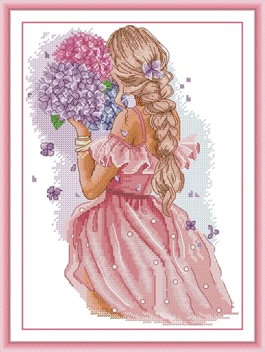 artcici Vorgedrucktes Kreuzstich-Set für Anfänger, 11-karätiges Stickset mit sortierten Fäden, geprägten Mustern, Handarbeitszubehör (32 x 42 cm) von artcici