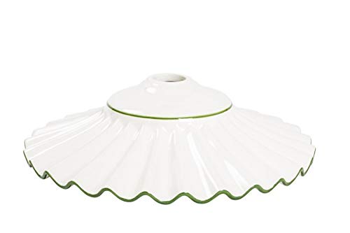 Ersatz-Lampenschirm aus weißer Keramik mit grünem Rand für Kronleuchter klassischer Landhausstil - 30 cm 100% Made in Italy Ersatz-Lampenschirm aus weißer Keramik mit grünem Rand für Kronleuchter klassischer Landhausstil - 30 cm 100% Made in Italy von arterameeferro