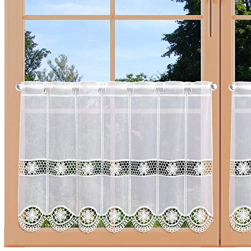 artex deko Stickerei-Kurzgardine Lotta Klassische Plauener Blüten-Stickerei weiß Häkelmuster-Optik 45 x 147 cm artex deko Stickerei-Kurzgardine Lotta Klassische Plauener Blüten-Stickerei weiß Häkelmuster-Optik 45 x 147 cm von artex deko