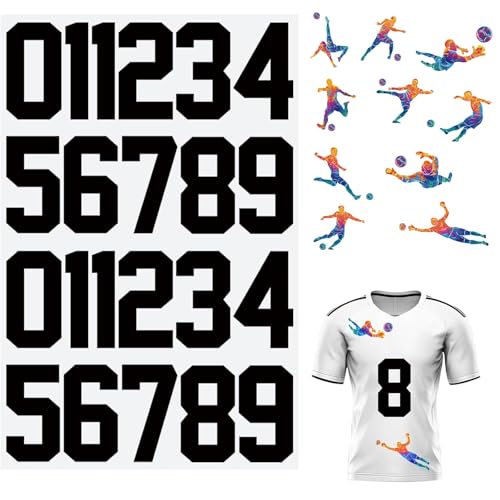 22 Stück lron auf Zahlen für Kleidung, 20,3 cm Wärmeübertragungszahlen 0 bis 9, Jersey-Zahlen für T-Shirt-Stoff, DlY Handwerk, Schwarz von artgeeker
