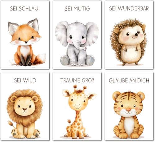 artpin® 6er Set Affirmationsposter Poster Kinderzimmer - A4 Bilder Babyzimmer - Deko Mädchen Junge (K10) von artpin