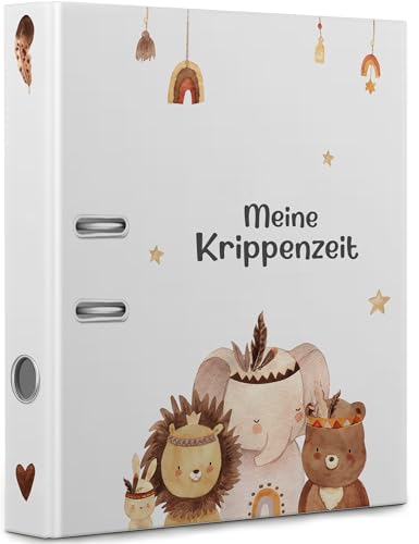 artpin® Sammelordner Meine Krippenzeit, meine Kindergartenzeit Erinnerungen Schulzeit - Kinder Ordner Geschenk Mappe Kita Schule für 350 Blatt Sammelmappe Boho (O6) von artpin