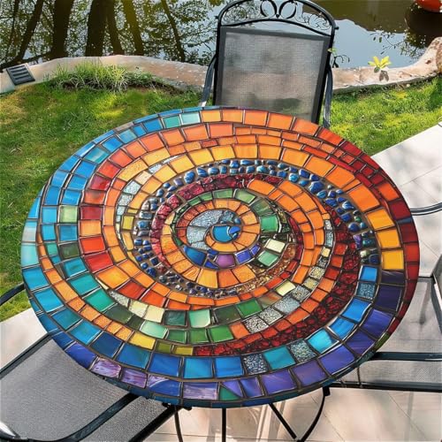 Runde Tischdecke mit Gummizug Ø 36in(90cm)- Elastisch Garten tischdecke von artslion