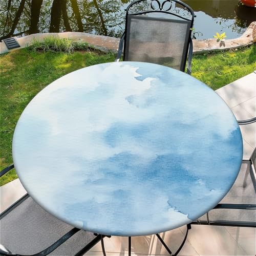 Outdoor Runde Tischdecke mit Gummizug Ø 36in-90cm- Elastisch Garten tischdecke mit Blaues Batikmuster Muster Outdoor Runde Tischdecke mit Gummizug Ø 36in-90cm- Elastisch Garten tischdecke mit Blaues Batikmuster Muster von artslion