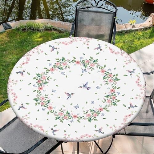 Outdoor Runde Tischdecke mit Gummizug Ø 36in-90cm- Elastisch Garten tischdecke mit Blumen und Vögel Muster Outdoor Runde Tischdecke mit Gummizug Ø 36in-90cm- Elastisch Garten tischdecke mit Blumen und Vögel Muster von artslion