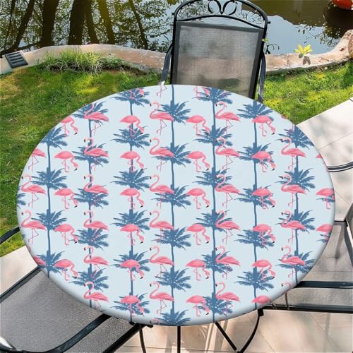 Outdoor Runde Tischdecke mit Gummizug Ø 36in-90cm- Elastisch Garten tischdecke mit Flamingopalme Muster Outdoor Runde Tischdecke mit Gummizug Ø 36in-90cm- Elastisch Garten tischdecke mit Flamingopalme Muster von artslion