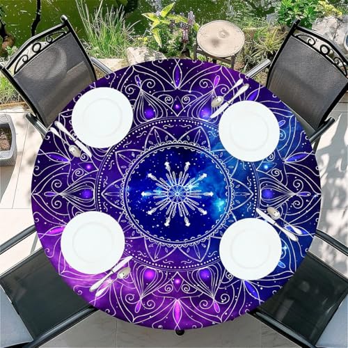 Outdoor Runde Tischdecke mit Gummizug Ø 36in-90cm- Elastisch Garten tischdecke mit Lila Magie Muster Passend für 75cm-85cm Outdoor Runde Tischdecke mit Gummizug Ø 36in-90cm- Elastisch Garten tischdecke mit Lila Magie Muster Passend für 75cm-85cm von artslion