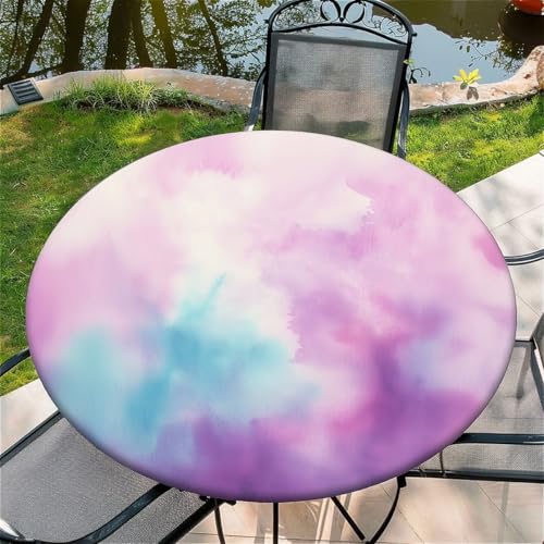 Outdoor Runde Tischdecke mit Gummizug Ø 36in-90cm- Elastisch Garten tischdecke mit Rosa Batikmuster Muster Outdoor Runde Tischdecke mit Gummizug Ø 36in-90cm- Elastisch Garten tischdecke mit Rosa Batikmuster Muster von artslion
