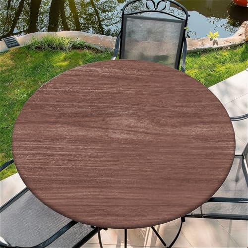 Outdoor Runde Tischdecke mit Gummizug Ø 44in(110cm)- Elastisch Garten tischdecke mitHolzmaserung Muster von artslion