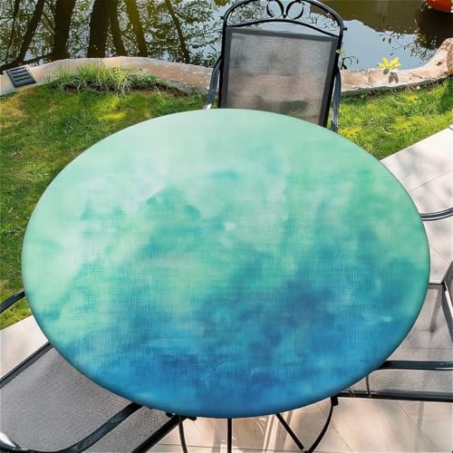 Outdoor Runde Tischdecke mit Gummizug Ø 44in-110cm- Elastisch Garten tischdecke mit Grünes Batikmuster Muster Outdoor Runde Tischdecke mit Gummizug Ø 44in-110cm- Elastisch Garten tischdecke mit Grünes Batikmuster Muster von artslion