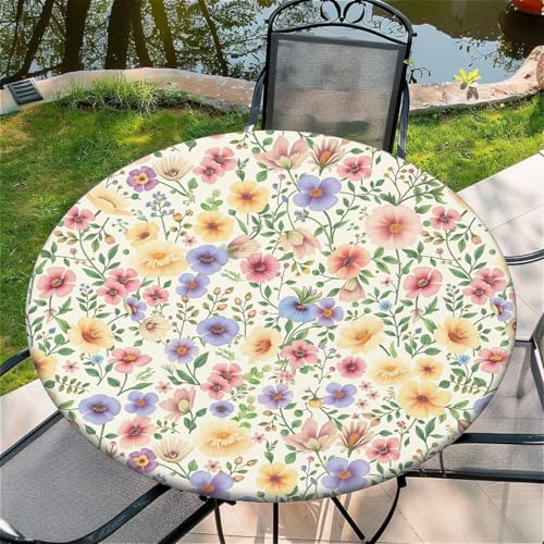 Outdoor Runde Tischdecke mit Gummizug Ø 44in-110cm- Elastisch Garten tischdecke mit Interessante Blumen Muster Outdoor Runde Tischdecke mit Gummizug Ø 44in-110cm- Elastisch Garten tischdecke mit Interessante Blumen Muster von artslion