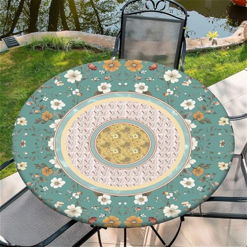 Outdoor Runde Tischdecke mit Gummizug Ø 44in-110cm- Elastisch Garten tischdecke mit Konzentrische Kreise Muster Outdoor Runde Tischdecke mit Gummizug Ø 44in-110cm- Elastisch Garten tischdecke mit Konzentrische Kreise Muster von artslion