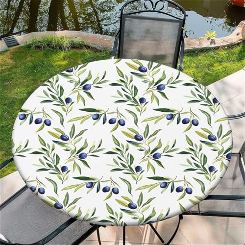 Outdoor Runde Tischdecke mit Gummizug Ø 44in-110cm- Elastisch Garten tischdecke mit Olivgrün Muster Outdoor Runde Tischdecke mit Gummizug Ø 44in-110cm- Elastisch Garten tischdecke mit Olivgrün Muster von artslion