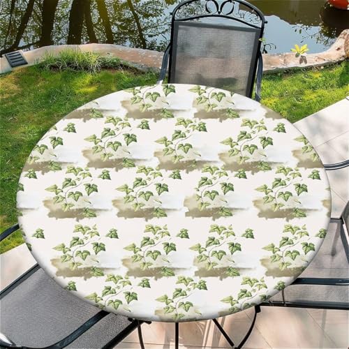 Outdoor Runde Tischdecke mit Gummizug Ø 48in-120cm- Elastisch Garten tischdecke mit Rattan Muster Passend für 105cm-115cm von artslion