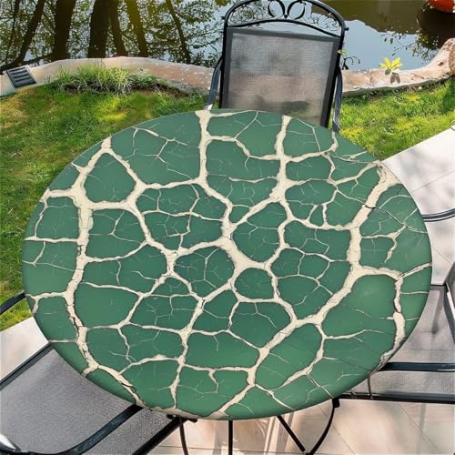 Outdoor Runde Tischdecke mit Gummizug Ø 52in(130cm)- Elastisch Garten tischdecke mitGrüner See Muster von artslion