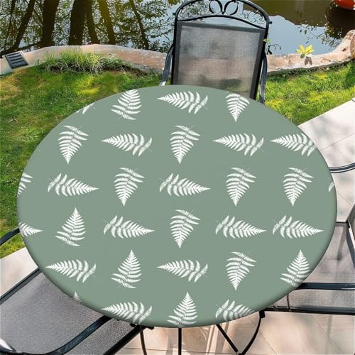 Outdoor Runde Tischdecke mit Gummizug Ø 60in(150cm)- Elastisch Garten tischdecke mitWeißes und grünes Gras Muster von artslion