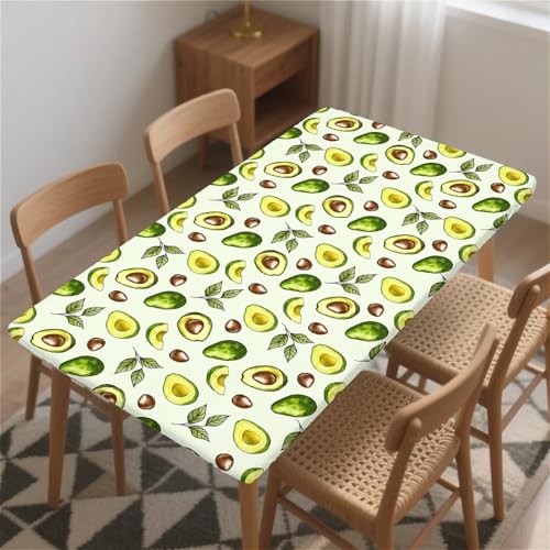 Rechteckige Tischdecken mit elastischem Rand für sicheren Sitz 30x72In （76x180cm） Abwischbare tischdecken aus PVC-freiem Stoff Avocado Designs für den Innen- und Außenbereich von artslion