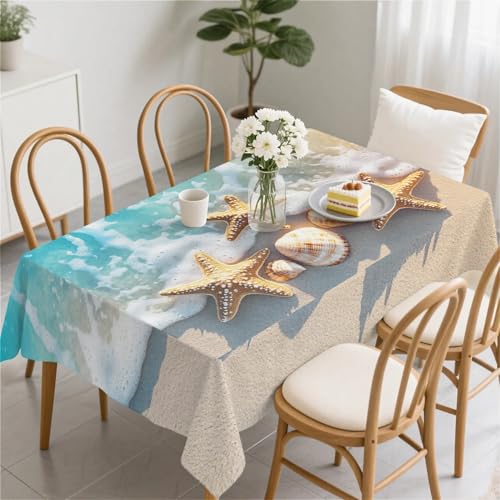 Rechteckige wasserdichte Tischdecken 60x84in(150 x 210 cm) Abwischbare tischdecken aus PVC-freiem Stoff Seestern am Meer Designs für den Innen- und Außenbereich von artslion