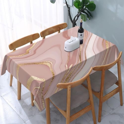 Tischdecke abwischbar Rechteck 52x70in(130x180cm) Garten tischdecke mit Rosa Murmeln Motiv, Dekorative Tischdeko für KücheEsszimmer tischdecke Outdoor wetterfest von artslion