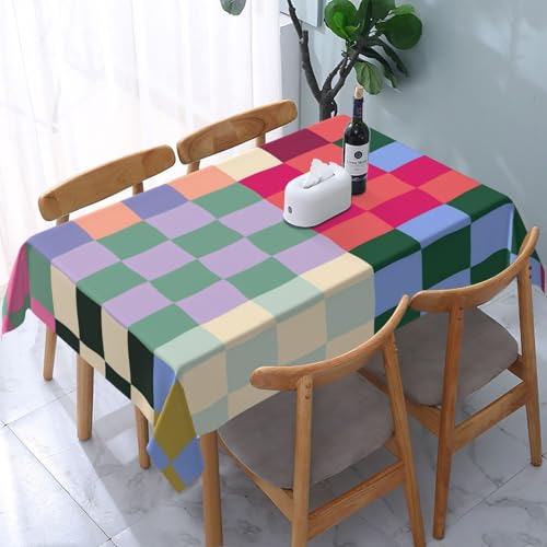 Tischdecke abwischbar Rechteck 60x120in(150x300cm) Garten tischdecke mit Bunte Plaids Motiv, Dekorative Tischdeko für KücheEsszimmer tischdecke Outdoor wetterfest von artslion