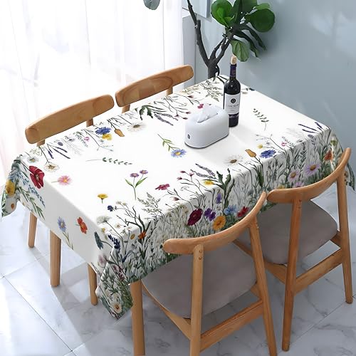 Tischdecke abwischbar Rechteck 60x84in(150x210cm) Garten tischdecke mit Blumenkollektion Motiv, Dekorative Tischdeko für KücheEsszimmer tischdecke Outdoor wetterfest von artslion