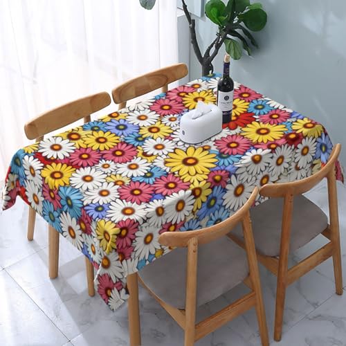 Tischdecke abwischbar Rechteck 60x84in(150x210cm) Garten tischdecke mit Bunte Gänseblümchen Motiv, Dekorative Tischdeko für KücheEsszimmer tischdecke Outdoor wetterfest von artslion