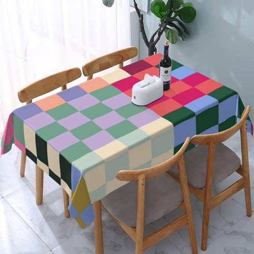 Tischdecke abwischbar Rechteck 60x84in(150x210cm) Garten tischdecke mit Bunte Plaids Motiv, Dekorative Tischdeko für KücheEsszimmer tischdecke Outdoor wetterfest von artslion