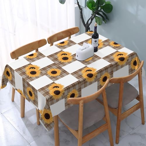 Tischdecke abwischbar Rechteck 60x84in(150x210cm) Garten tischdecke mit Gestreifte Sonnenblumen Motiv, Dekorative Tischdeko für KücheEsszimmer tischdecke Outdoor wetterfest von artslion