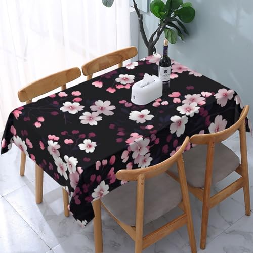 Tischdecke abwischbar Rechteck 60x84in(150x210cm) Garten tischdecke mit Kirschblüten Motiv, Dekorative Tischdeko für KücheEsszimmer tischdecke Outdoor wetterfest von artslion