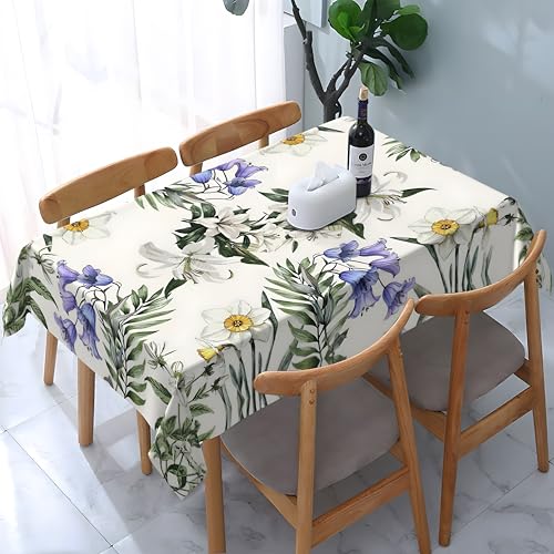 Tischdecke abwischbar Rechteck 60x84in(150x210cm) Garten tischdecke mit Lila Schwertlilie Motiv, Dekorative Tischdeko für KücheEsszimmer tischdecke Outdoor wetterfest von artslion
