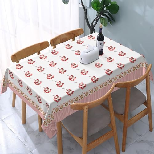 Tischdecke abwischbar Rechteck 60x84in(150x210cm) Garten tischdecke mit Rote Fruchtstreifen Motiv, Dekorative Tischdeko für KücheEsszimmer tischdecke Outdoor wetterfest von artslion